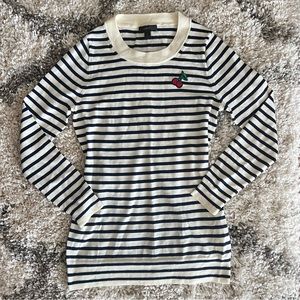 J. Crew Tippi Merino Wool Striped Cherry Long Sleeve Top Sweater in S